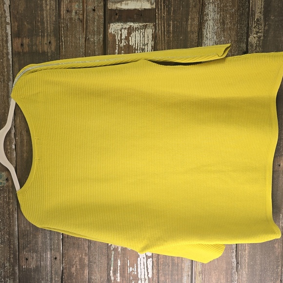 A Love Story Yellow Knit Sweater with Silver Rhinestone Accents, Plus Size 2X - Picture 2 of 4